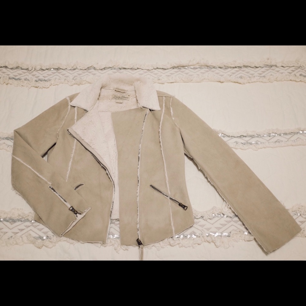 Lucky brand suede and fur jacket